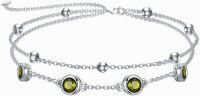 wholesale Sterling Silver Birthstone Anklet Bracelets for Women Gifts-08-Peridot Bracelet 7\"-9\"