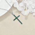 wholesale 925 Sterling Silver & Green Malachite Cross Necklace, Elegant Unique Handcrafted Gift for Women, 18+2 Chain-0-2