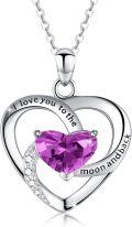 wholesale 925 Sterling Silver Birthstone Heart Necklace Infinity Love Pendant-0-0