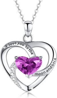 wholesale Sterling Silver Birthstone Heart Necklace Infinity Love Pendant-1469A-Y
