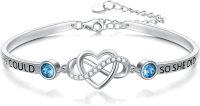 wholesale 925 Sterling Silver Blue Crystal Infinity Heart Bracelet for Women-Bangle for Encouragement 1
