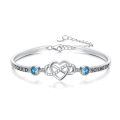 wholesale 925 Sterling Silver Infinity Heart Bracelet Wholesale With Blue Crystals-0-0