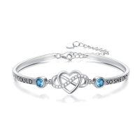 wholesale 925 Sterling Silver Infinity Heart Bracelet Wholesale With Blue Crystals-Bangle for Encouragement 1