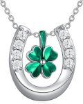 wholesale 925 Sterling Silver Horseshoe with Four-Leaf Clover Pendant Necklace for Women-0-0