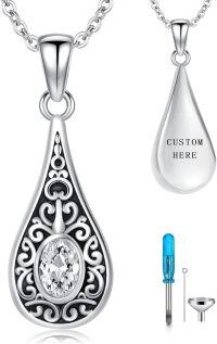 wholesale Sterling Silver Teardrop Urn Necklace for Ashes Men Women-04-04-Teardrop-April-04-04-Teardrop-April+Text-04-04-Teardrop-April+Text-04-04-Teardrop-April