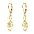 wholesale 10K Gold Treble Clef Diamond Drop Earrings Fine s for Women-0-0