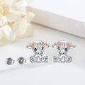 wholesale 925 Sterling Silver Hypoallergenic Highland Cow Stud Earrings with Blue Crystal Accents and Rose Gold Bow Tie for Women-0-5