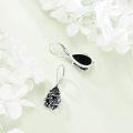 wholesale 925 Sterling Silver Black Tourmaline Crystal Healing Earrings for Women Spiritual Protection Jewelry-0-2