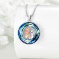 wholesale 925 Sterling Silver Round Blue Crystal Dog & Girl Locket Necklace Pendant s for Women-0-4