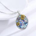 wholesale 925 Sterling Silver Tree of Life Abalone Shell Sunflower Pendant Necklace-0-1