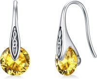 wholesale 925 Sterling Silver Birthstone Celtic Knot Dangle Earrings for Sensitive Ears-Silver-11-Nov