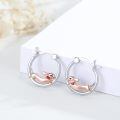 wholesale 925 Sterling Silver Rose Gold Plated Dachshund Dog Red Crystal Hoop Earrings-0-1