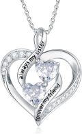 wholesale 925 Sterling Silver Heart Infinity Pendant with Cubic Zirconia Stones Forever My Friend  for Sisters-0-0