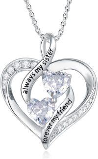 wholesale 925 Sterling Silver Heart Infinity Pendant with Cubic Zirconia Stones Forever My Friend  for Sisters-6-Infinity Heart Necklace