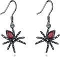 wholesale 925 Sterling Silver Gothic Red Crystal Spider Drop Earrings for Women-0-0