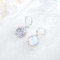 wholesale 925 Sterling Silver Blue Opalite Round Leaf Design Leverback Drop Earrings-0-1