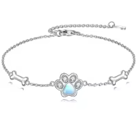 wholesale 925 Sterling Silver Paw Print Bone Charm Bracelet Wholesale s for Women-paw print
