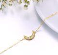 wholesale 14K Gold Crescent Moon Natural Diamond Anklet for Women (0-1 ct)-0-3