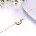 wholesale 14k Yellow Gold Moissanite Crescent Moon Dainty Chain Anklet-0-3
