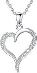 wholesale 925 Sterling Silver Double Open Heart Pendant with Cubic Zirconia Necklaces for Women s 45cm Chain Length-0-0