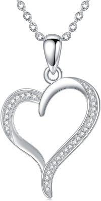 wholesale 925 Sterling Silver Double Open Heart Pendant with Cubic Zirconia Necklaces for Women s 45cm Chain Length-Type 1