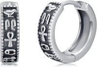 wholesale 925 Sterling Silver Ankh Eye Of Horus Huggie Hoop Earrings - Egyptian Jewelry For Women & Girls-Ankh 2
