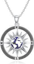 wholesale 925 Sterling Silver 925 Compass Pendant Necklace w/Starfish & Wave Design - Nautical Jewelry for Women-0-0