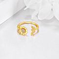 wholesale 14K Gold Adjustable Bee and Daisy Flower Open Ring  for Women Her-0-30
