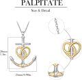 wholesale 925 Sterling Silver Palpitate Anchor Necklace with Double Heart Pendant for Women Nautical Sea s Sailor-0-2