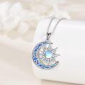wholesale Sterling Silver Sun Moon Necklace w Blue Opal White Opal Abalone Labradorite Moonstone Gift for Teen Girls-0-3