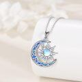 wholesale 925 Sterling Silver Sun & Moon Pendant with Blue and White Opals Labradorite Stone - Perfect Gift for Teenage Girls-0-3
