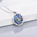 wholesale 925 Sterling Silver Saint Michael Archangel Abalone Shell Oval Pendant Necklace-0-1