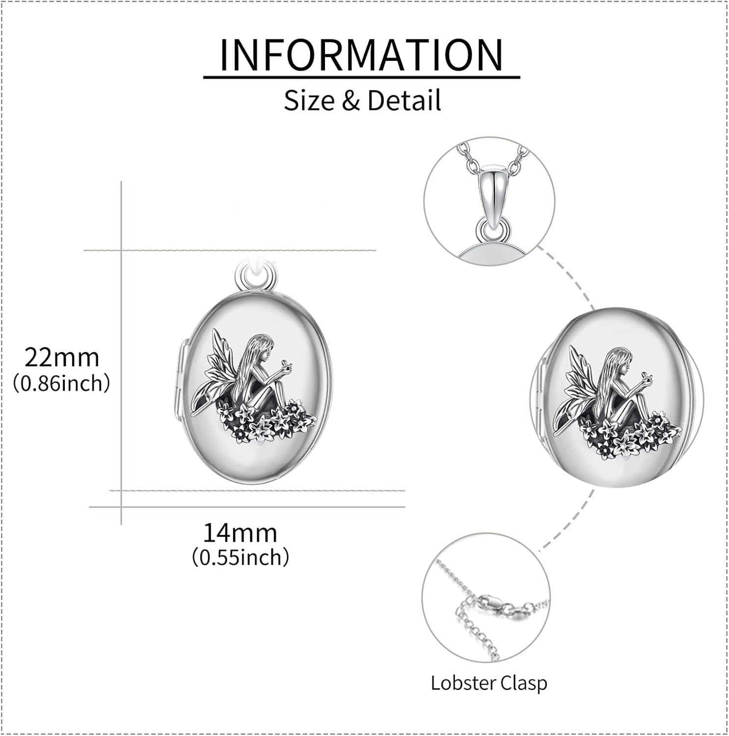 wholesale 925 Sterling Silver Fairy Locket Necklace with Flower Design - Gifts for Women/Mom/Sister-0-4