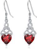 wholesale 925 Sterling Silver Heart Birthstone Celtic Knot Dangle Leverback Earrings-0-60