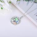 wholesale 925 Sterling Silver Abalone Shell & Rose Gold Plated Lotus Frog Pendant Necklace-0-5