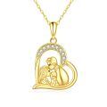 TOUPOP 14K Gold & Stone Mom Necklace, Heart Family Jewelry Gift for Women-0-0