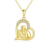 TOUPOP 14K Gold & Stone Mom Necklace, Heart Family Jewelry Gift for Women-undefined