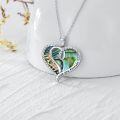 TOUPOP Sterling Silver Abalone Shell I Love You Forever Heart Mom Necklace-0-3