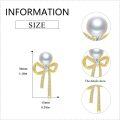 wholesale Gold 925 Sterling Silver Ribbon Pearl Stud Earrings with Cubic Zirconia and Crystal Accents-0-3
