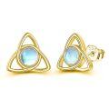 wholesale 925 Sterling Silver Moonstone Triquetra Stud Earrings - Celtic Knot Design Hypoallergenic Triskele Jewelry for Women Girls Gifts-0-0