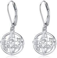 wholesale 925 Sterling Silver Celtic Knot Leverback Dangle Earrings-Ball