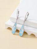 wholesale Larimar Earrings For Women 925 Sterling Silver Dangle Leverback Earring Jewelry Birthday Christmas Gifts For Women Her -0-1