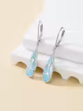 TOUPOP 925 Sterling Silver Larimar Dangle Leverback Earrings-0-1