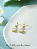 TOUPOP 14K Gold Moss Agate Moissanite Drop Dangle Earrings-0-2