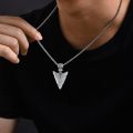 wholesale 925 Sterling Silver Viking Arrowhead Pendant Necklace  for Men - Antique Style Norse Jewelry with Intricate Design and Chain (Length: 24)-0-4