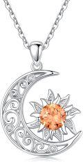 wholesale 925 Sterling Silver Sun and Moon Pendant & Chain Set - Celestial s for Her-0-0