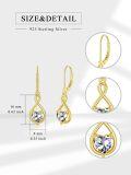 wholesale Sterling Silver Diamond Infinity Birthstone Dangle Earrings for April, 16.9mm-0-2