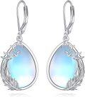 wholesale 925 Sterling Silver Moonstone Drop Dangle Earrings with Leaf Design for Women-0-0