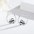wholesale 925 Sterling Silver Panda Bear Animal Charm Huggie Hoop Earrings-0-2