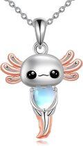 wholesale  Sterling Silver & Moonstone Axolotl Necklace - Hypoallergenic 925 Silver Pendant Gift for Women-0-0